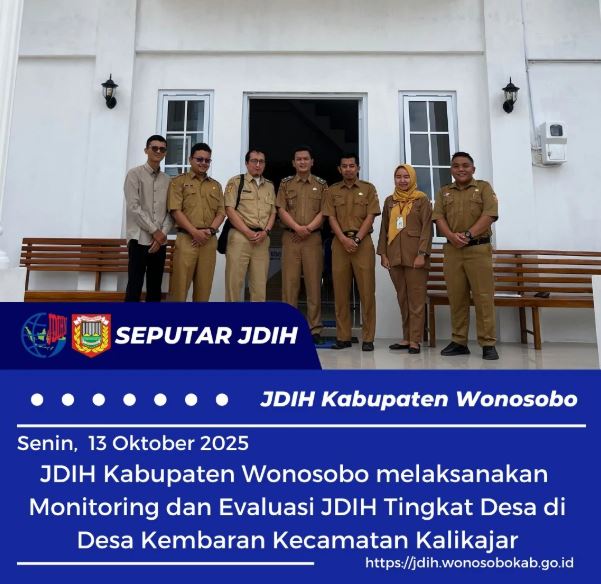 Monitoring dan Evaluasi Pengelolaan JDIH Tingkat Desa di Desa Kembaran Kecamatan Kalikaja